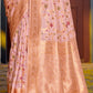 Astita Graceful Pink Banarasi Silk Saree with Golden Zari Woven Border & Floral Jaal - Wedding & Festive Wear | Swadesiicart