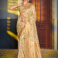 Astita Graceful Light Green Banarasi Silk Saree with Golden Zari Woven Border & Floral Jaal - Wedding & Festive Wear | Swadesiicart