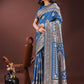 Astita Graceful Royal Blue Banarasi Silk Saree with Silver Zari - Perfect Ethnic Wear for Weddings & Festive Moments | Swadesiicart