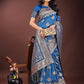 Astita Graceful Royal Blue Banarasi Silk Saree with Silver Zari - Perfect Ethnic Wear for Weddings & Festive Moments | Swadesiicart