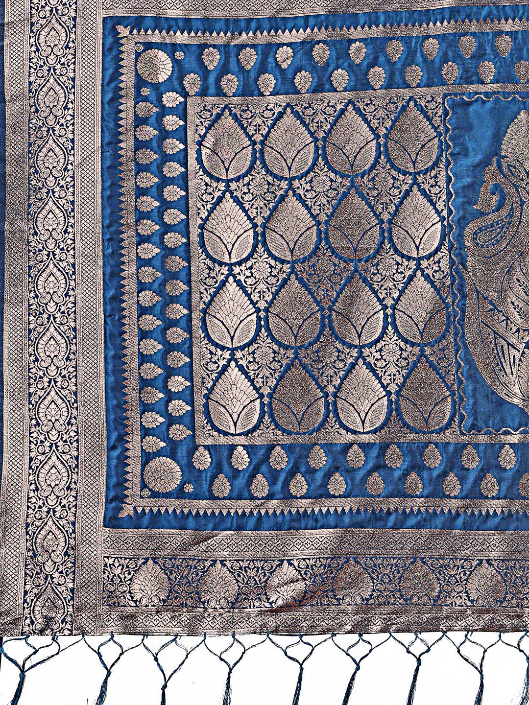 Astita Graceful Royal Blue Banarasi Silk Saree with Silver Zari - Perfect Ethnic Wear for Weddings & Festive Moments | Swadesiicart