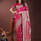 Astita Graceful Magenta Banarasi Silk Saree with Silver Zari - Perfect Ethnic Wear for Weddings & Festive Moments | Swadesiicart