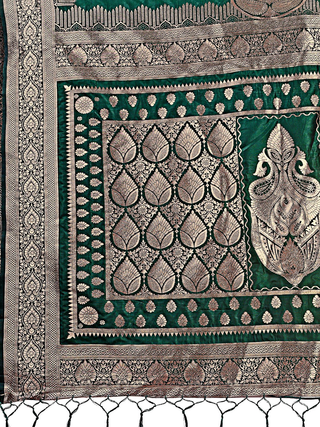 Astita Graceful Green Banarasi Silk Saree with Silver Zari - Perfect Ethnic Wear for Weddings & Festive Moments | Swadesiicart