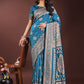 Astita Graceful Teal Banarasi Silk Saree with Silver Zari - Perfect Ethnic Wear for Weddings & Festive Moments | Swadesiicart