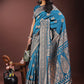 Astita Graceful Teal Banarasi Silk Saree with Silver Zari - Perfect Ethnic Wear for Weddings & Festive Moments | Swadesiicart