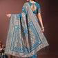 Astita Graceful Teal Banarasi Silk Saree with Silver Zari - Perfect Ethnic Wear for Weddings & Festive Moments | Swadesiicart