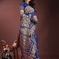 Astita Graceful Navy Blue Banarasi Silk Saree with Silver Zari - Perfect Ethnic Wear for Weddings & Festive Moments | Swadesiicart
