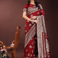 Astita Graceful Maroon Banarasi Silk Saree with Silver Zari - Perfect Ethnic Wear for Weddings & Festive Moments | Swadesiicart