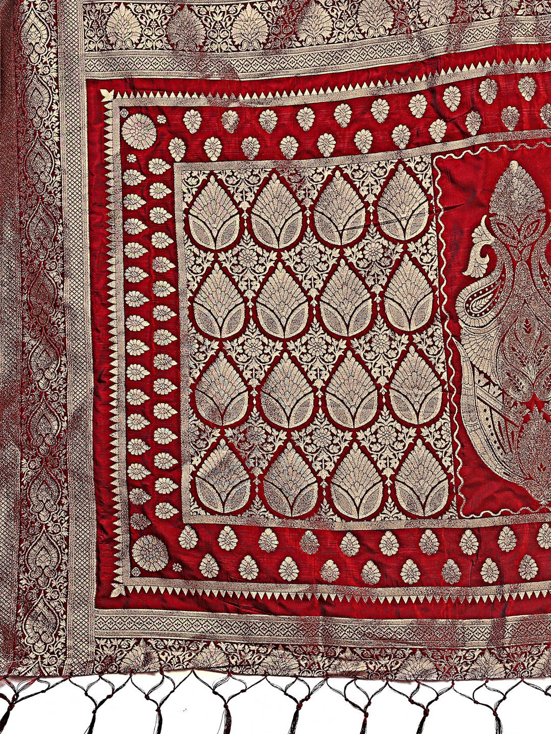 Astita Graceful Maroon Banarasi Silk Saree with Silver Zari - Perfect Ethnic Wear for Weddings & Festive Moments | Swadesiicart
