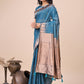 Shree Shyam Fashion Elegant Blue Linen Cotton Saree with Copper Zari Pallu and Artistic Brush Pattern - Festive & Formal Wear