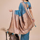 Shree Shyam Fashion Elegant Blue Linen Cotton Saree with Copper Zari Pallu and Artistic Brush Pattern - Festive & Formal Wear