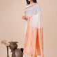 Shree Shyam Fashion Elegant White Linen Cotton Saree with Copper Zari Pallu and Artistic Brush Pattern - Festive & Formal Wear