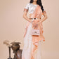 Shree Shyam Fashion Elegant White Linen Cotton Saree with Copper Zari Pallu and Artistic Brush Pattern - Festive & Formal Wear