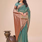 Shree Shyam Fashion Elegant Green Linen Cotton Saree with Copper Zari Pallu and Artistic Brush Pattern - Festive & Formal Wear