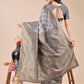 Astita Grey Banarasi silk Woven Zari Work Traditional Tassel Saree | Swadesiicart