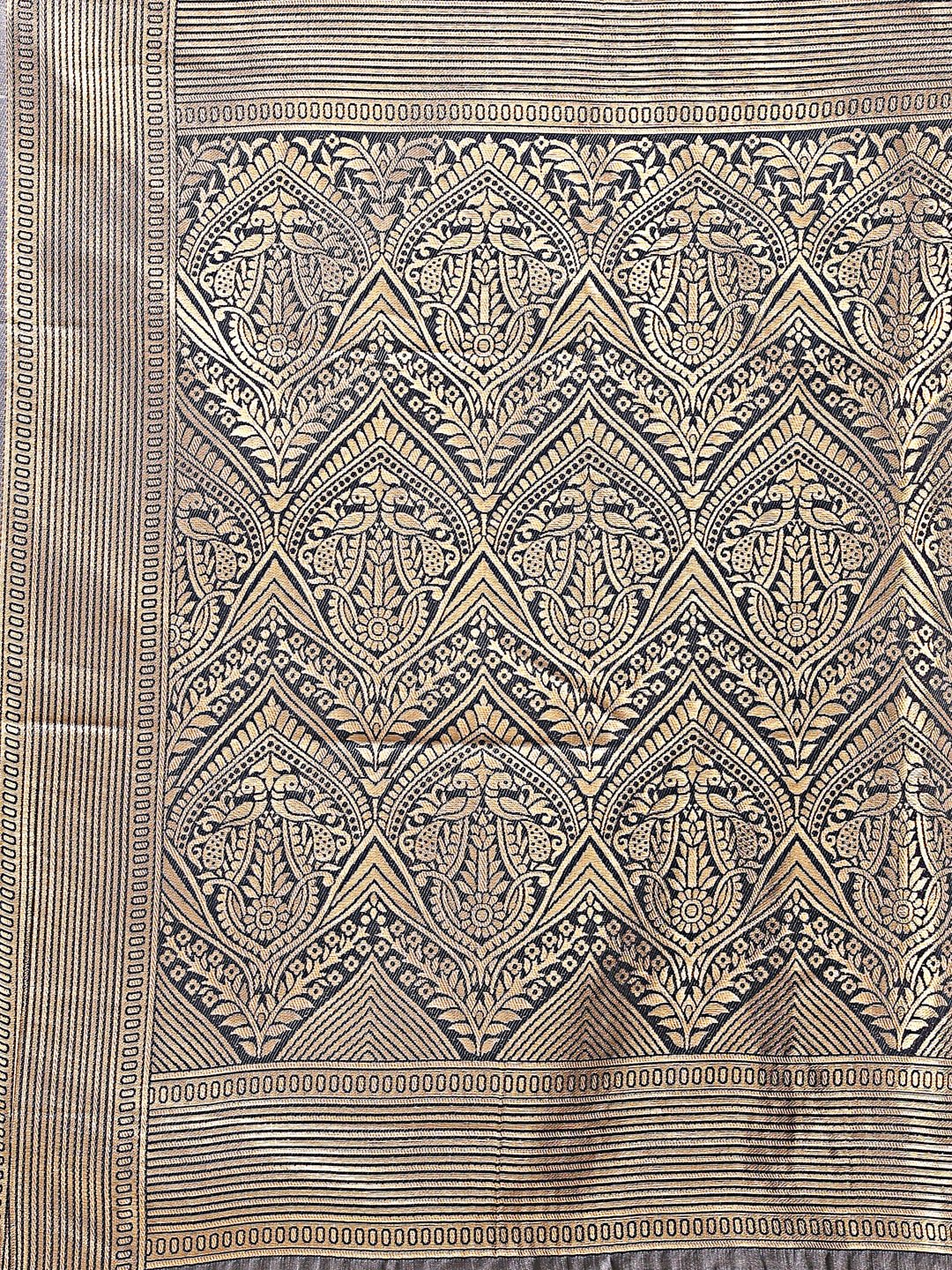 Astita Grey Banarasi silk Woven Zari Work Traditional Tassel Saree | Swadesiicart