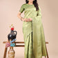 Astita Light Green Banarasi silk Woven Zari Work Traditional Tassel Saree | Swadesiicart