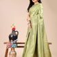 Astita Light Green Banarasi silk Woven Zari Work Traditional Tassel Saree | Swadesiicart