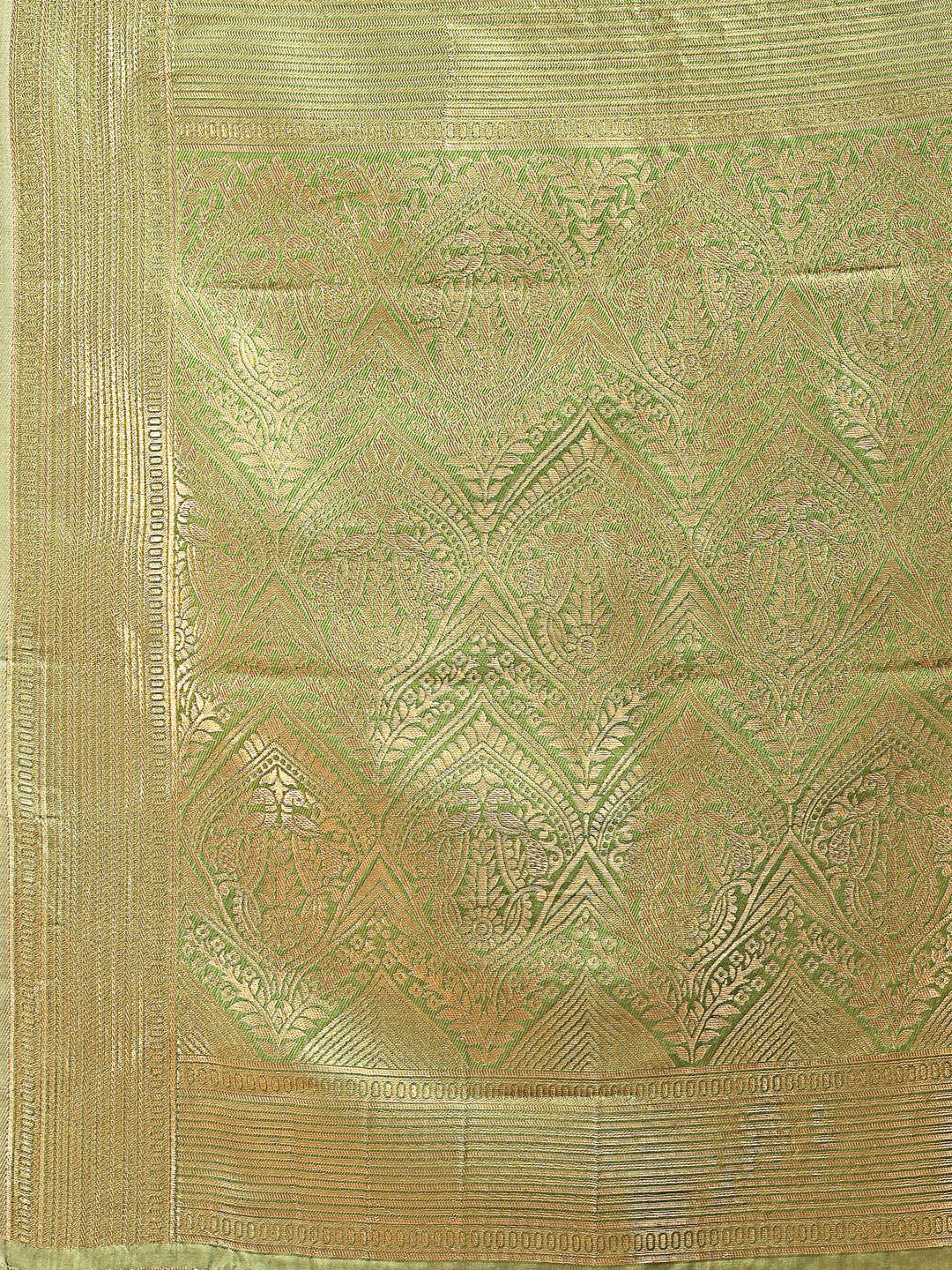 Astita Light Green Banarasi silk Woven Zari Work Traditional Tassel Saree | Swadesiicart
