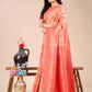 Astita Peach Banarasi silk Woven Zari Work Traditional Tassel Saree | Swadesiicart