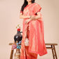 Astita Peach Banarasi silk Woven Zari Work Traditional Tassel Saree | Swadesiicart