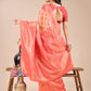 Astita Peach Banarasi silk Woven Zari Work Traditional Tassel Saree | Swadesiicart