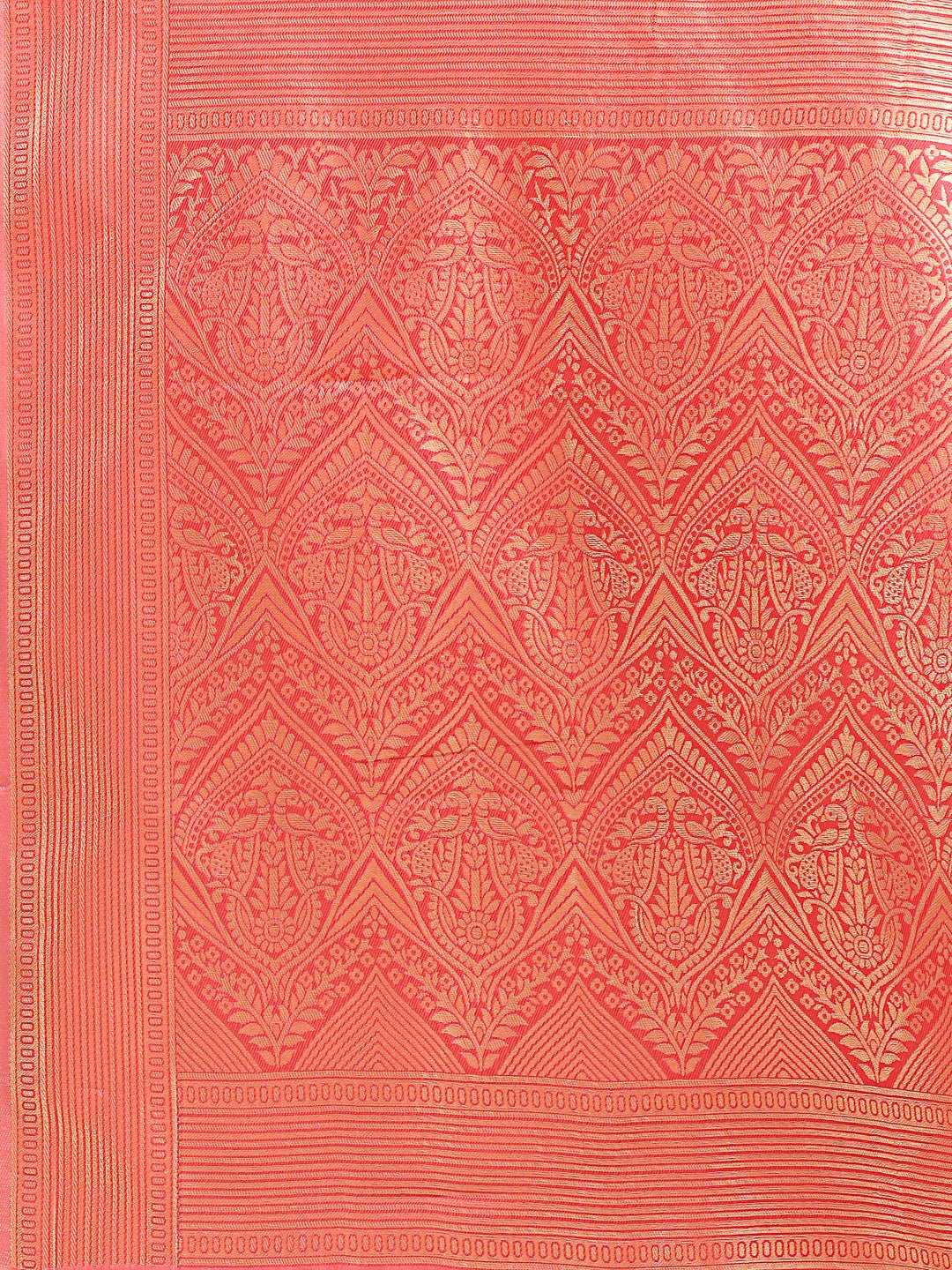 Astita Peach Banarasi silk Woven Zari Work Traditional Tassel Saree | Swadesiicart