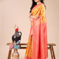 Astita Yellow & Red Banarasi silk Woven Zari Work Traditional Tassel Saree | Swadesiicart