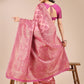 Astita Light Pink Banarasi silk Woven Zari Work Traditional Tassel Saree | Swadesiicart