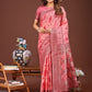 Shree Shyam Fashion Radiant Peach Linen Cotton Patola Saree - Where Tradition Dances with Elegance