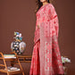 Shree Shyam Fashion Radiant Peach Linen Cotton Patola Saree - Where Tradition Dances with Elegance