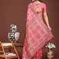 Shree Shyam Fashion Radiant Peach Linen Cotton Patola Saree - Where Tradition Dances with Elegance