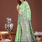 Shree Shyam Fashion Radiant Light Green Linen Cotton Patola Saree - Where Tradition Dances with Elegance