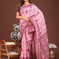 Shree Shyam Fashion Radiant Pink Linen Cotton Patola Saree - Where Tradition Dances with Elegance