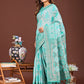 Shree Shyam Fashion Radiant Sea Green Linen Cotton Patola Saree - Where Tradition Dances with Elegance