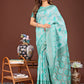 Shree Shyam Fashion Radiant Sea Green Linen Cotton Patola Saree - Where Tradition Dances with Elegance