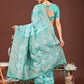 Shree Shyam Fashion Radiant Sea Green Linen Cotton Patola Saree - Where Tradition Dances with Elegance