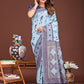 Shree Shyam Fashion Radiant Sky Blue Linen Cotton Patola Saree - Where Tradition Dances with Elegance