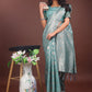 Shree Shyam Fashion Elegant Sea Green Linen Cotton Saree with Silver Zari - Perfect Blend of Comfort & Charm