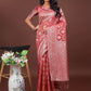 Shree Shyam Fashion Elegant Peach Linen Cotton Saree with Silver Zari - Perfect Blend of Comfort & Charm