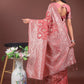 Shree Shyam Fashion Elegant Peach Linen Cotton Saree with Silver Zari - Perfect Blend of Comfort & Charm