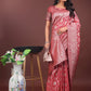 Shree Shyam Fashion Elegant Peach Linen Cotton Saree with Silver Zari - Perfect Blend of Comfort & Charm