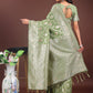 Shree Shyam Fashion Elegant Light Green Linen Cotton Saree with Silver Zari - Perfect Blend of Comfort & Charm
