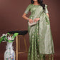 Shree Shyam Fashion Elegant Light Green Linen Cotton Saree with Silver Zari - Perfect Blend of Comfort & Charm
