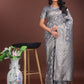 Shree Shyam Fashion Elegant Grey Linen Cotton Saree with Silver Zari - Perfect Blend of Comfort & Charm