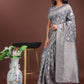 Shree Shyam Fashion Elegant Grey Linen Cotton Saree with Silver Zari - Perfect Blend of Comfort & Charm