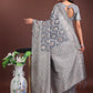Shree Shyam Fashion Elegant Grey Linen Cotton Saree with Silver Zari - Perfect Blend of Comfort & Charm