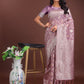 Shree Shyam Fashion Elegant Purple Linen Cotton Saree with Silver Zari - Perfect Blend of Comfort & Charm