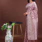 Shree Shyam Fashion Elegant Purple Linen Cotton Saree with Silver Zari - Perfect Blend of Comfort & Charm