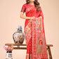 Shree Shyam Fashion Majestic Red Linen Cotton Saree with Royal Peacock Pallu - A Celebration of Heritage and Grace